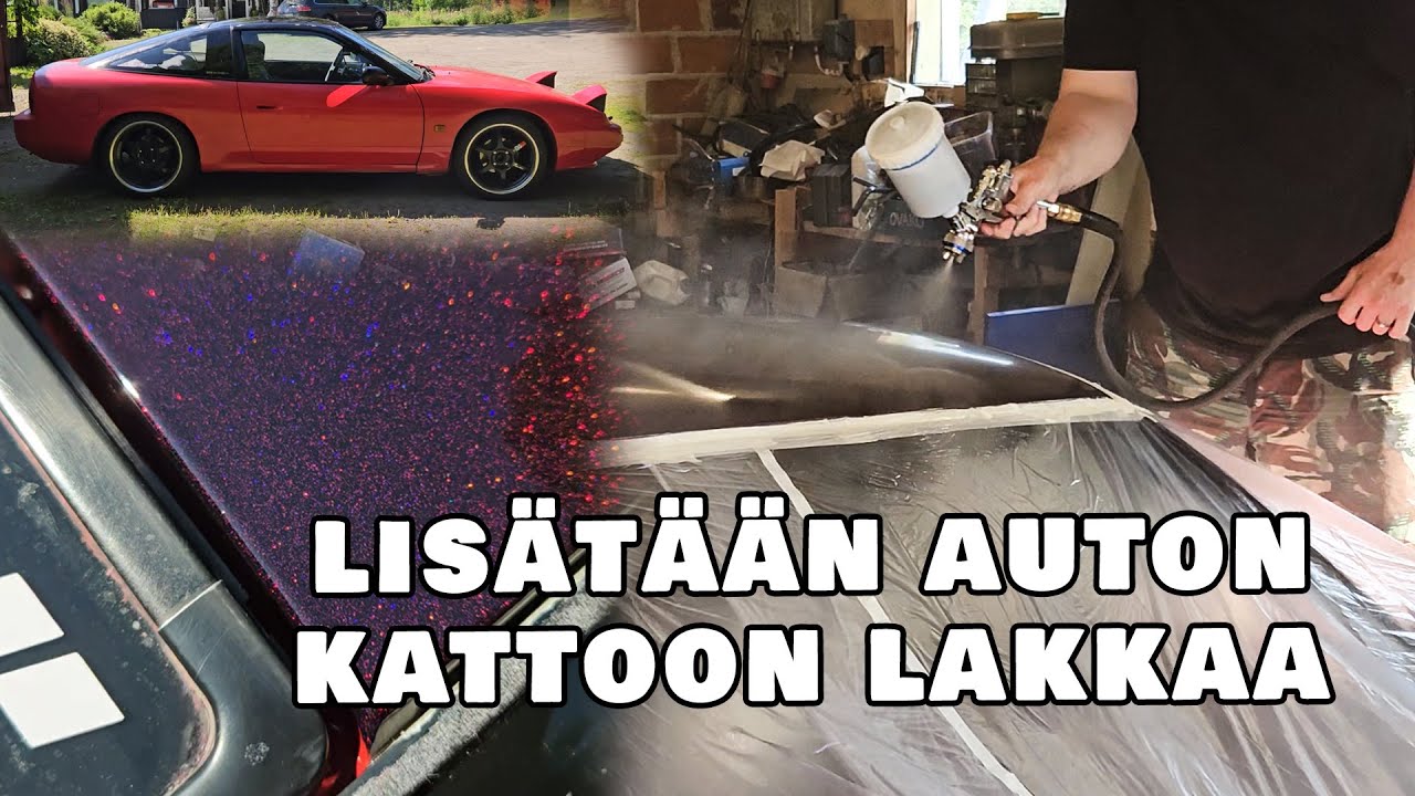 Lisätään auton kattoon lakkaa. Flakemaalauksen osa 2.