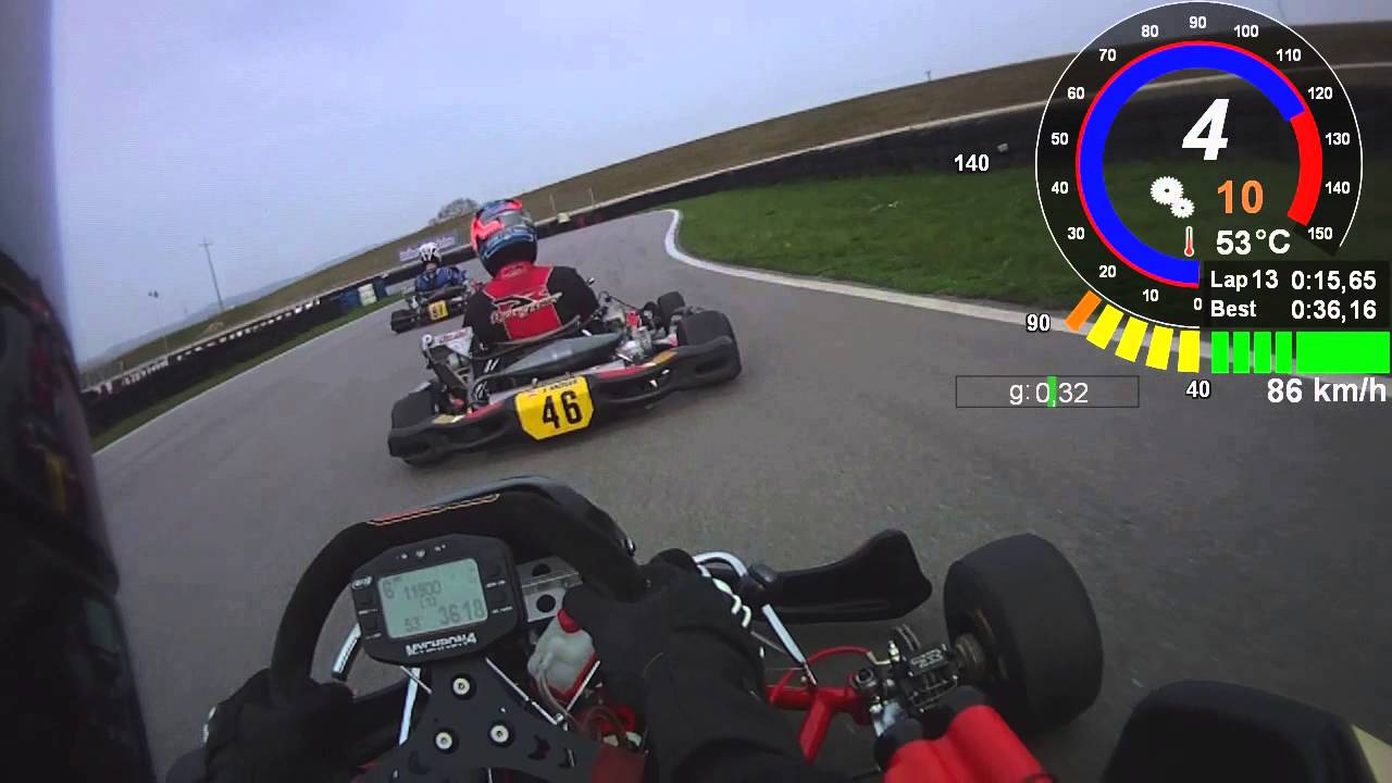 Straubing Kart 2016.04.02 Session 5 Telemetrie Data Onboard helmet Cam DR TM KZ10