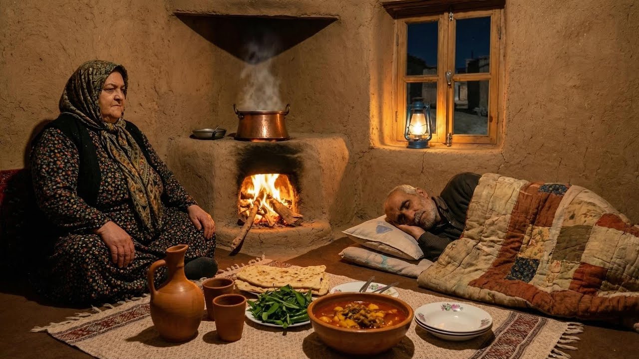 Cozy Night in a Peaceful Village 🌙 | Delicious Iranian Dishes on Wooden Grills