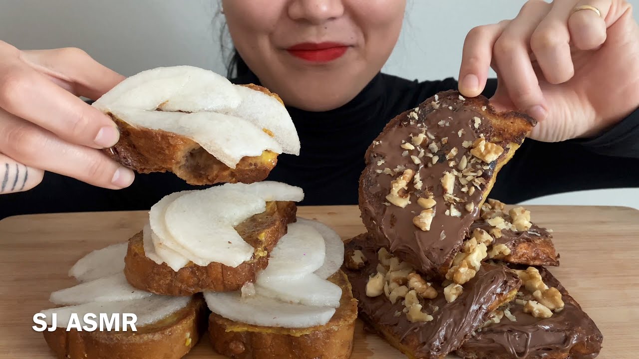 ASMR FRENCH TOAST HONEY PEARS & NUTELLA WALNUTS / EATING SOUND MUKBANG 프렌치 토스트 리얼사운드 먹방 / NO TALKING