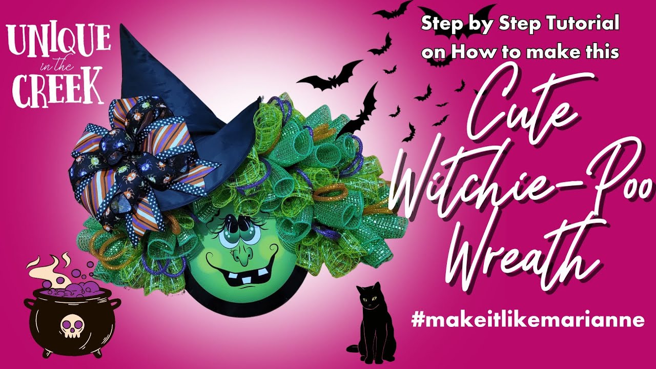 Super Cute Witch Face Wreath using the UITC Rail Board and Vinyl #513