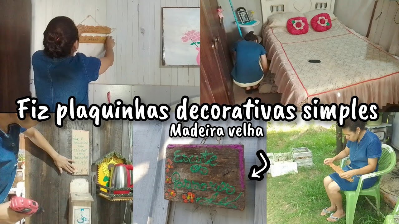 Eu as minhas invenções plaquinhas de madeira/arrumei o quarto🌷