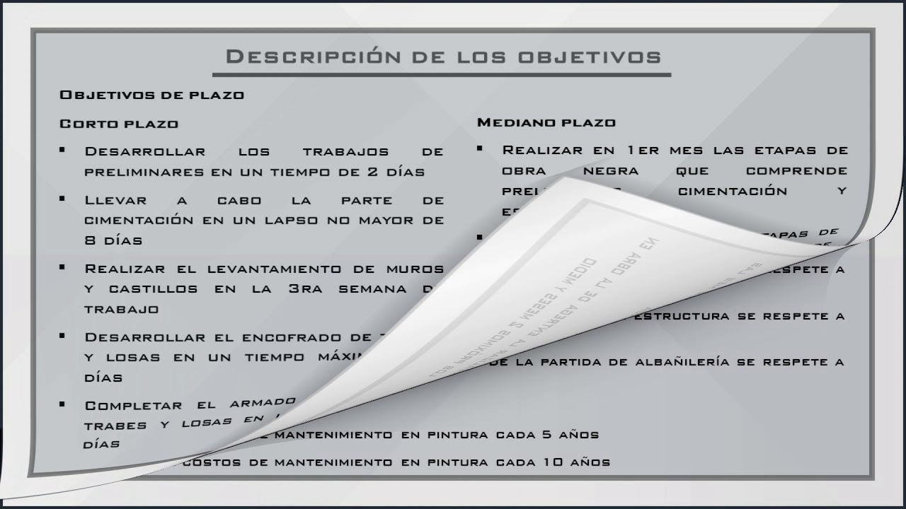 Planificaci&oacute;n, programaci&oacute;n y control de objetivos de proyectos de construcci&oacute;n