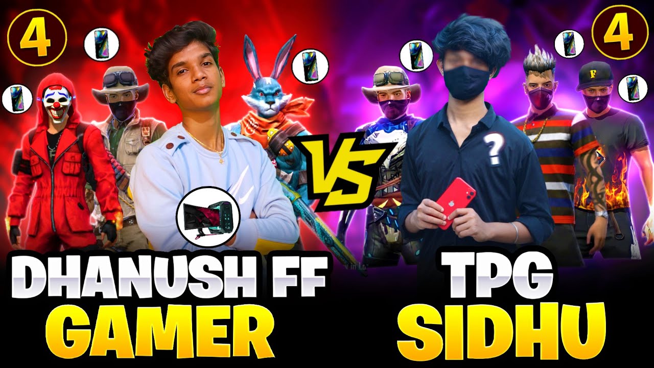 🔥👑DHANUSH FF GAMER SQUAD VS 🤬TPG SIDHU SQUAD✨ 4 VS 4💪 WE LOST 0-7😭?? FREE FIRE IN TELUGU #dfg