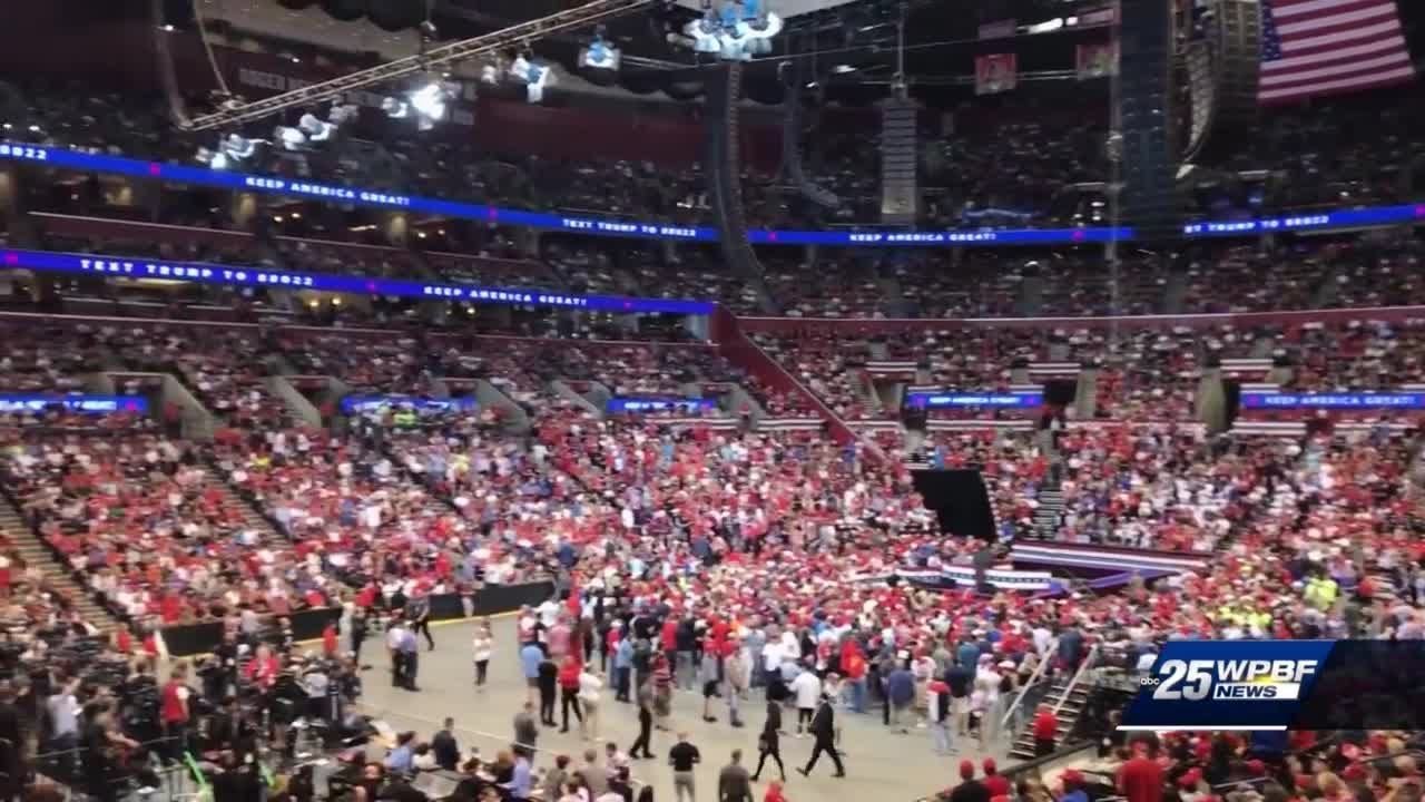 Trump supporters pack arena while Democrats protest outside