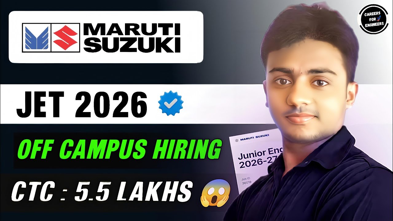 Maruti Suzuki Off Campus 2026। Junior Engineer Trainee 2026। Maruti Suzuki JET 2026। Hiring 2026 