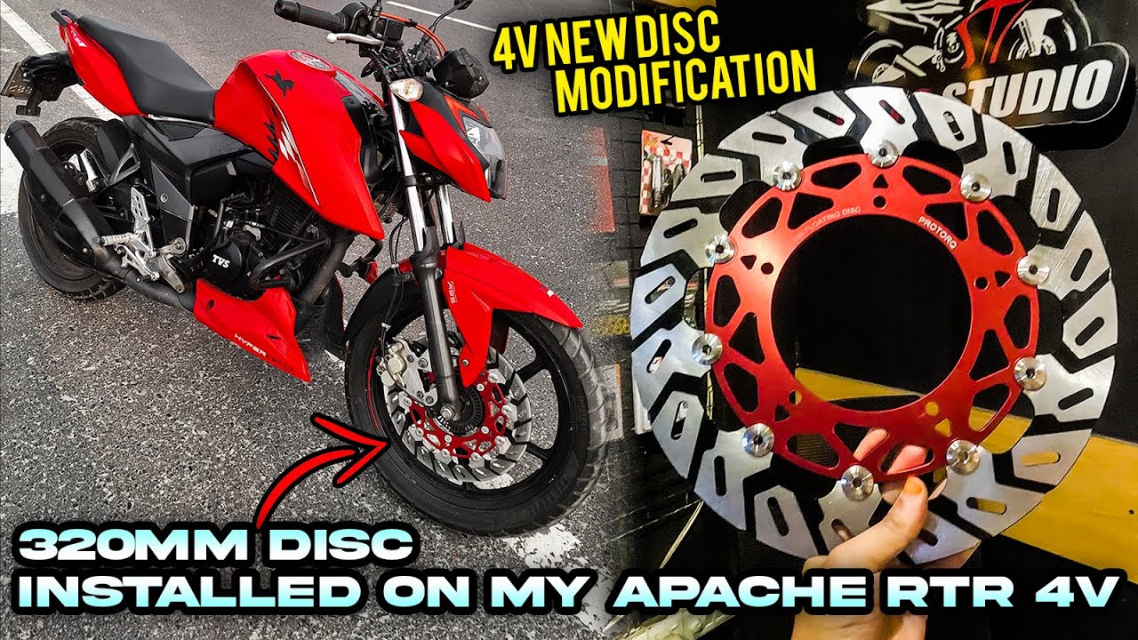 320MM Disc Installed On My Apache RTR 4V | R15 এর Disc 4vতে লাগাইলাম কিভাবে? 4V brake Modification