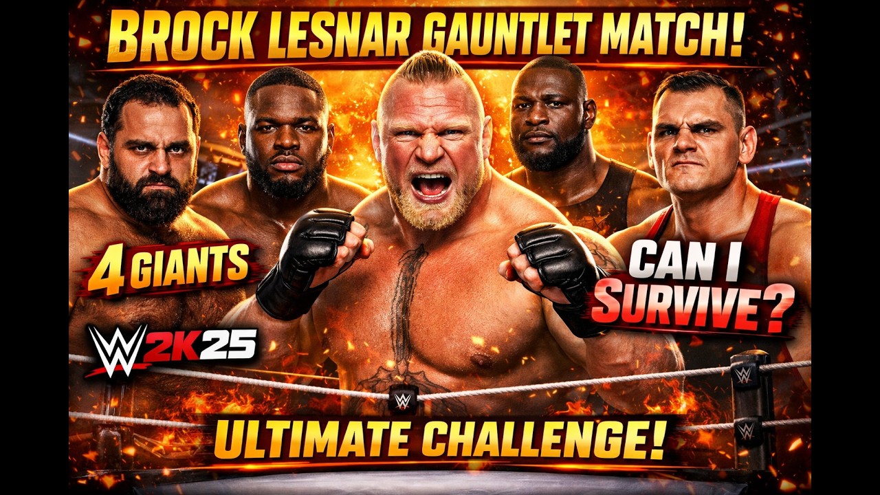 Can Brock Lesnar Survive This Gauntlet? 😱 WWE 2K25 vs Rusev, Omos, Oba Femi & Gunther