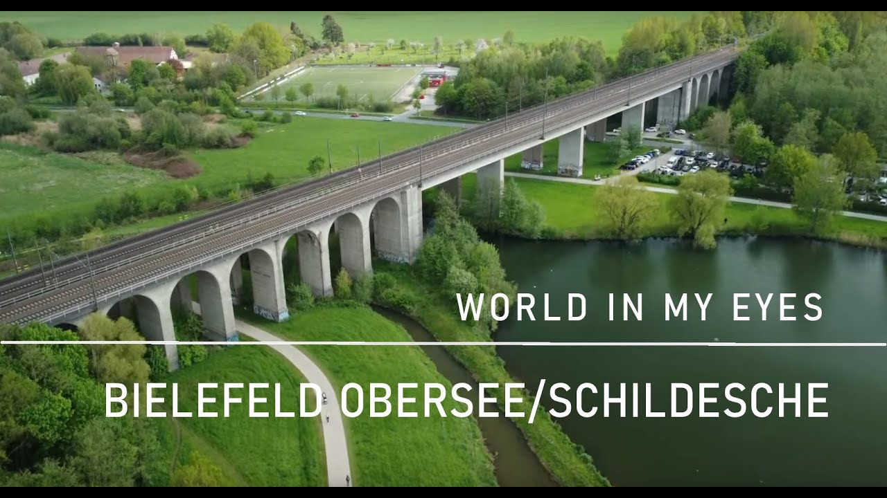 Der Obersee in Bielefeld und der Ortskern von Schildesche