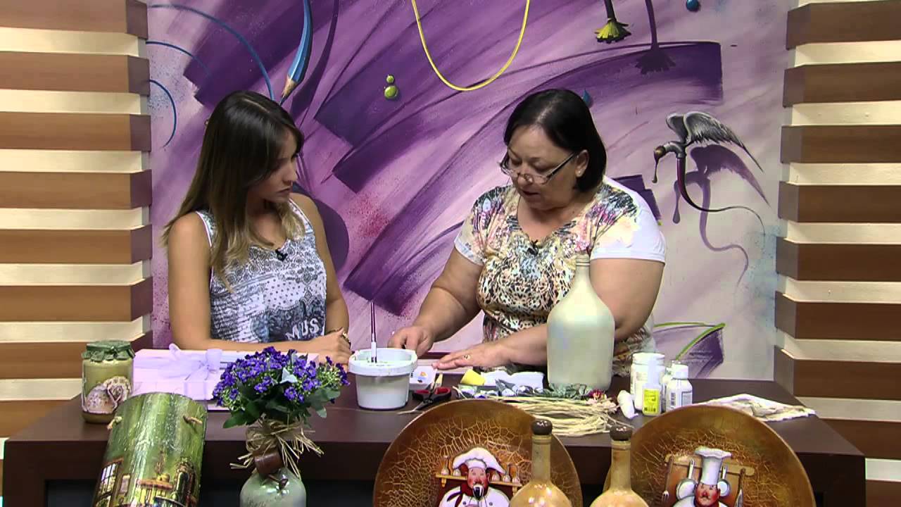 Mulher.com 09/01/2015 Rose Rodriguues - Garrafão de vidro com decoupagem Parte 2/2