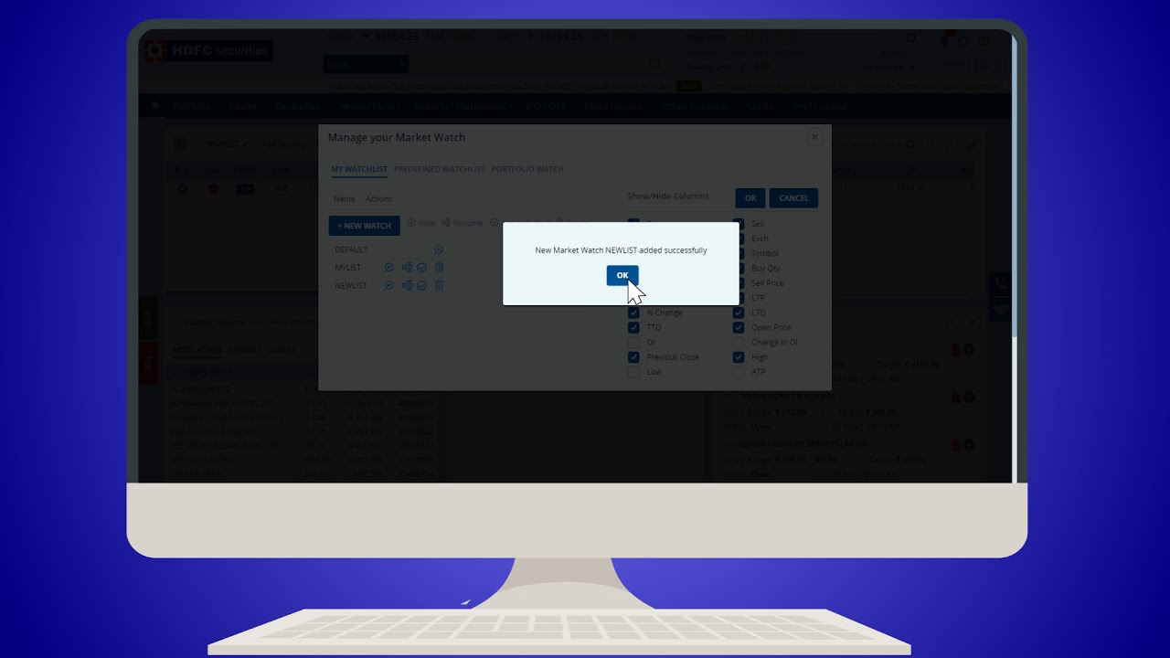 Learn how to create a Watchlist of your favourite stocks on mPowered site | HDFC Securities