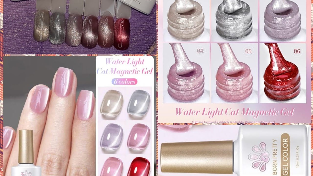 BORN PRETTY WATER LIGHT CAT MAGNETIC GEL POLISHES SWATCHES