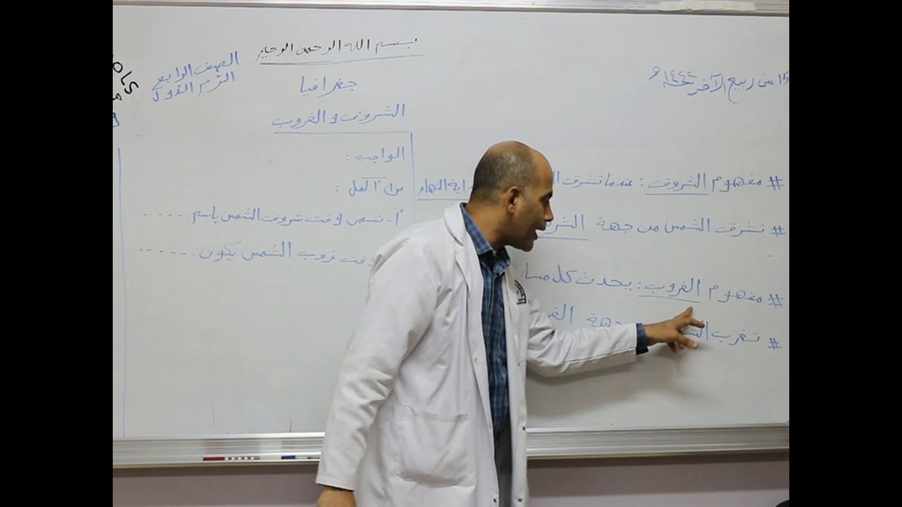 مادة الجغرافيا للصف الرابع الأساسي/   درس الشروق والغروب