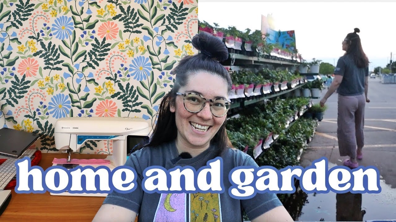 VLOG installing MORE wallpaper, planning my sewing room, and garden plant shopping