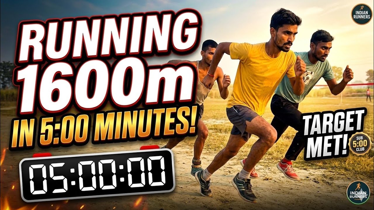 1600 metre running 5 minutes mein 