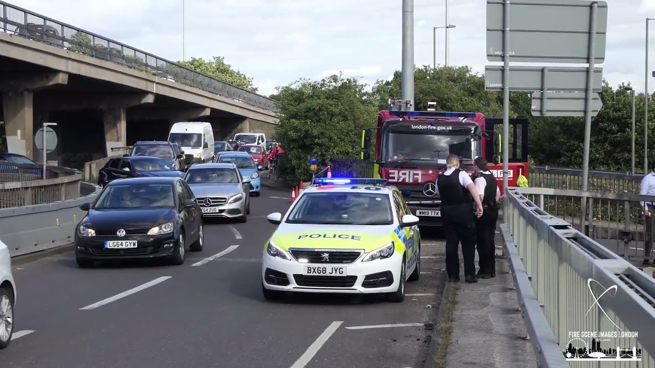 6/7/20 4 Pump Attendance-Flooding-Burst Water Main-8 Rescued. A406 Brent Cross Interchange, NW2