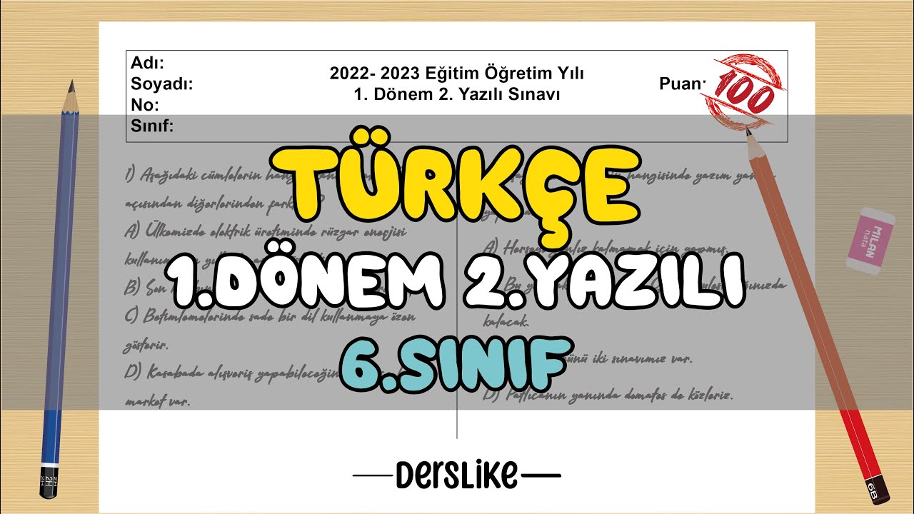 6. Sınıf Türkçe 1.Dönem 2.Yazılı Soruları #2023