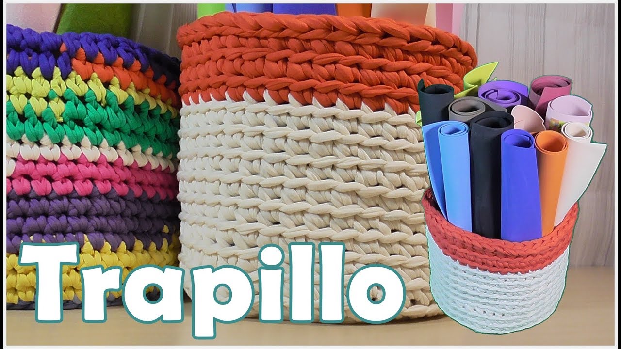 Cómo hacer Cesto de trapillo XL. Muy fácil para principiantes.
