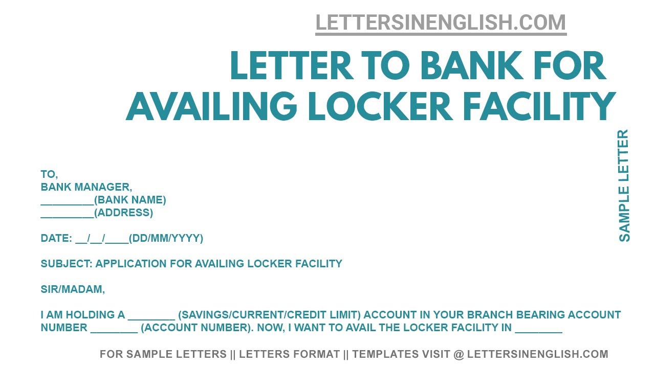 Letter to Bank Manager for Locker Facility - Request Letter to Bank Locker | Letters in English