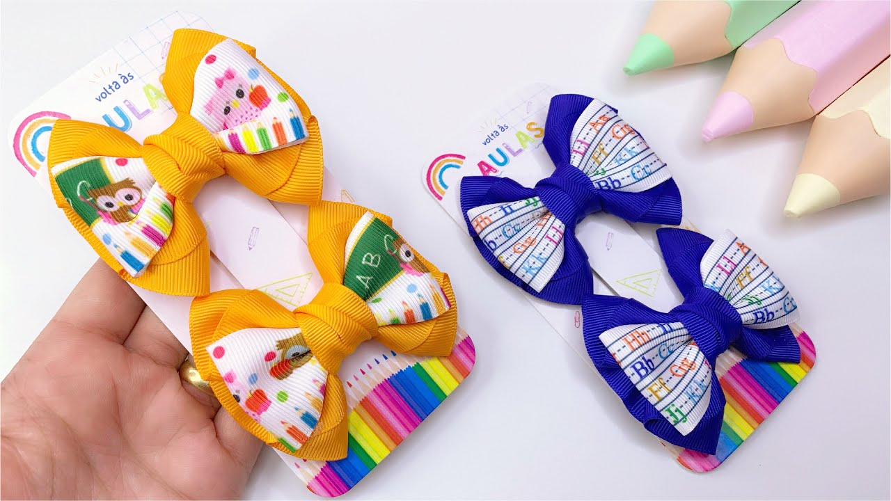 PARZINHO DE LAÇO VOLTA ÀS AULAS/Simples e Fácil/Diy-Pap-Ribbon Bow Hair #diy 