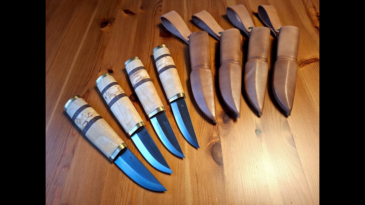 Making of four Finnish puukko knives