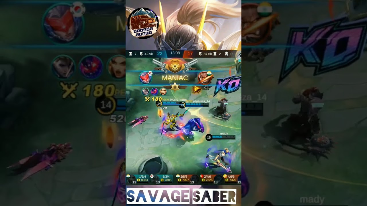 Insane Saber Savage moment #shorts #youtubeshorts #mlbb #mobilelegends #mobilegame #games #savage