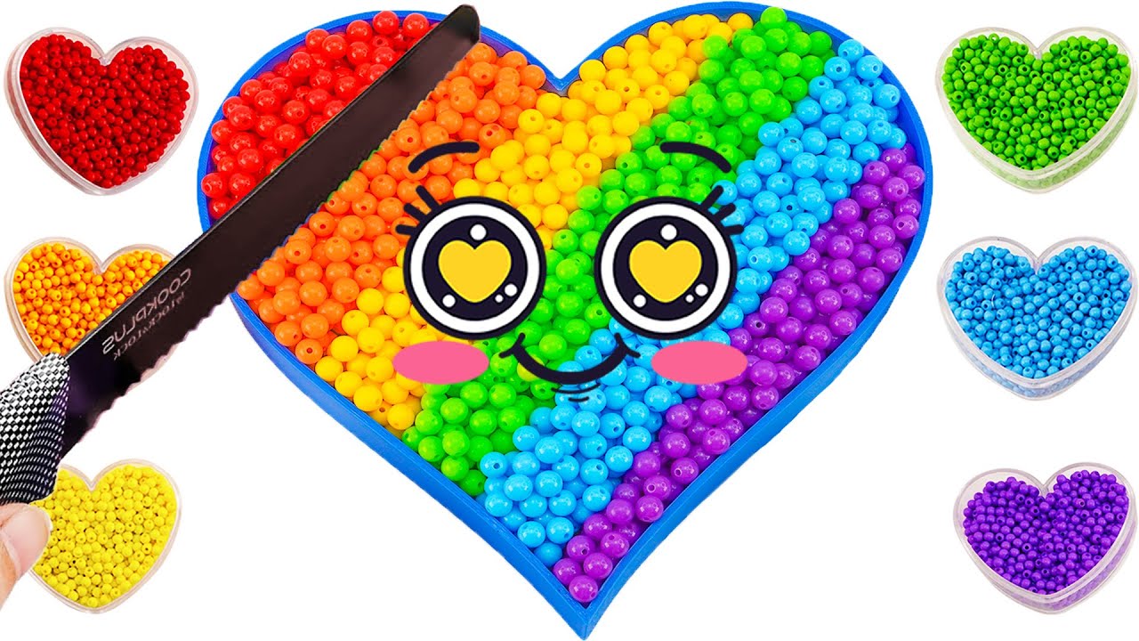 ASMR Satisfying Video | How To Make Rainbow Heart Bathtub With Mixing Beads Cutting | YoYo Sand E