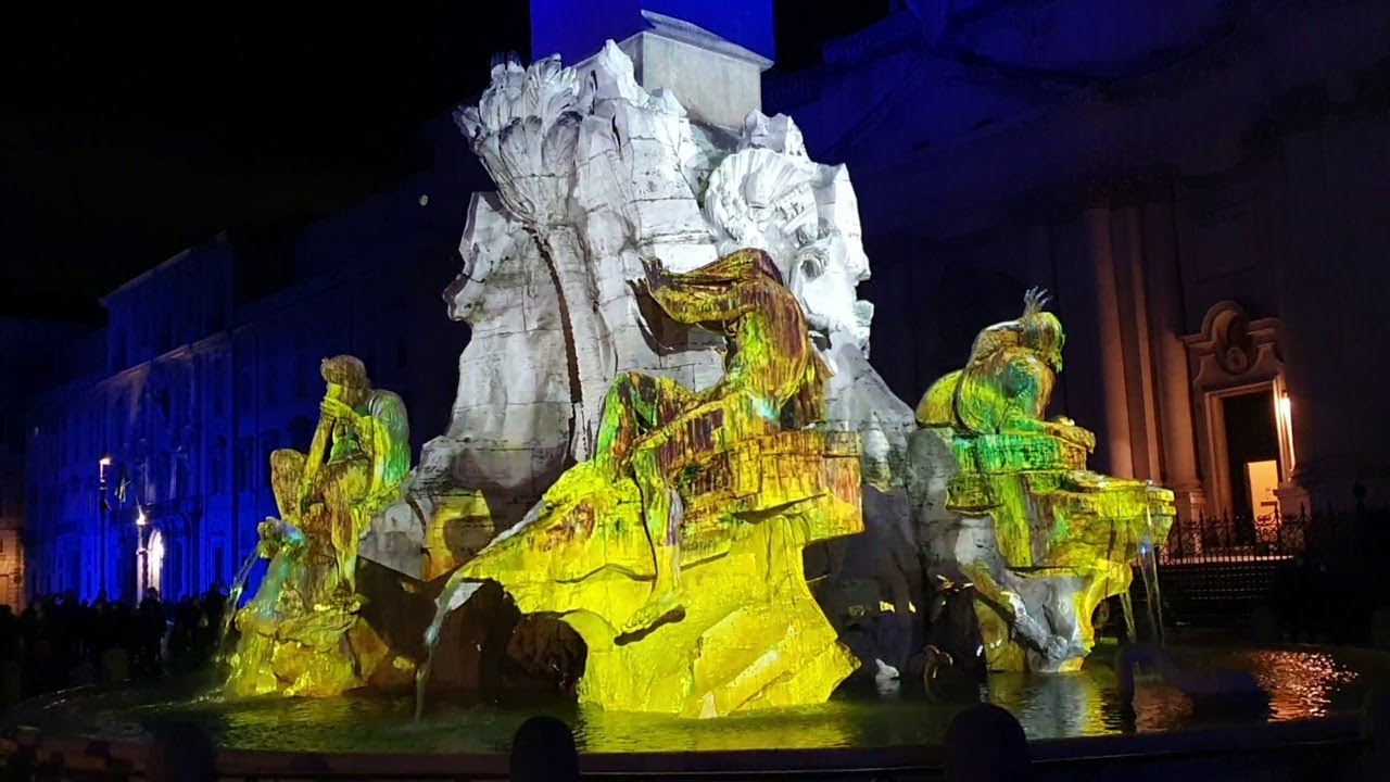 Videomapping 3D on Bernini 4 rivers fountain - Piazza Navona - Rome
