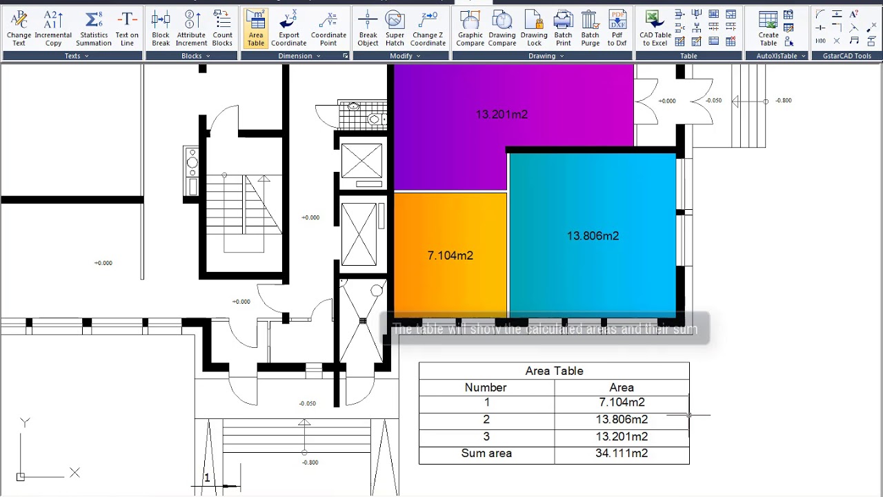 GstarCAD 2018 Innovative Features----Area Table