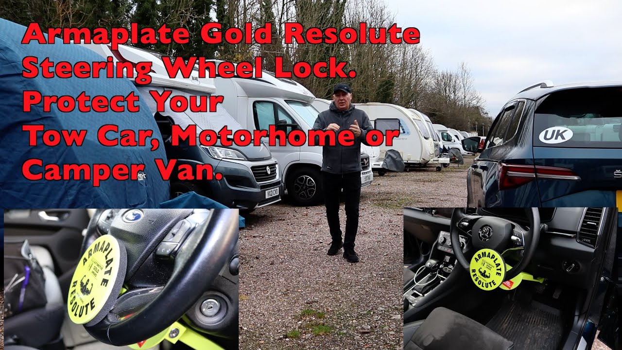 Armaplate Gold Resolute Steering Wheel Lock. Protect Your Tow Car, Motorhome or Camper Van.