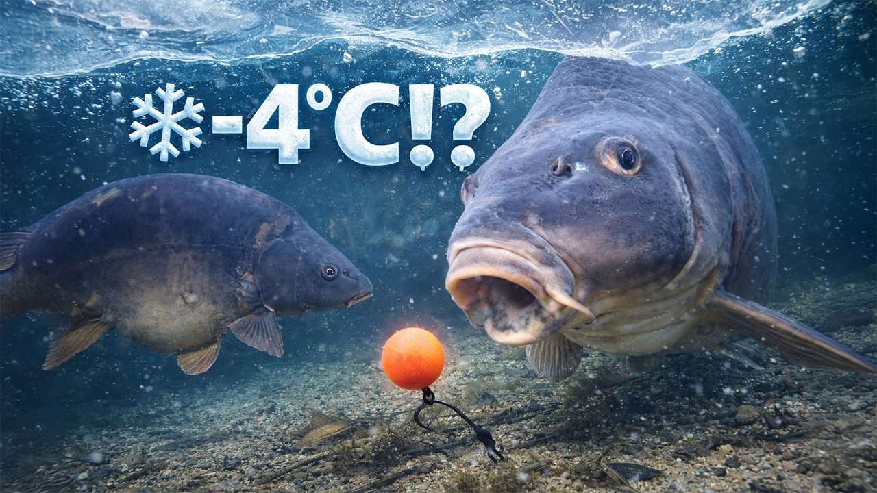 Underwater Carp Fishing In A Frozen Lake (-4°C)