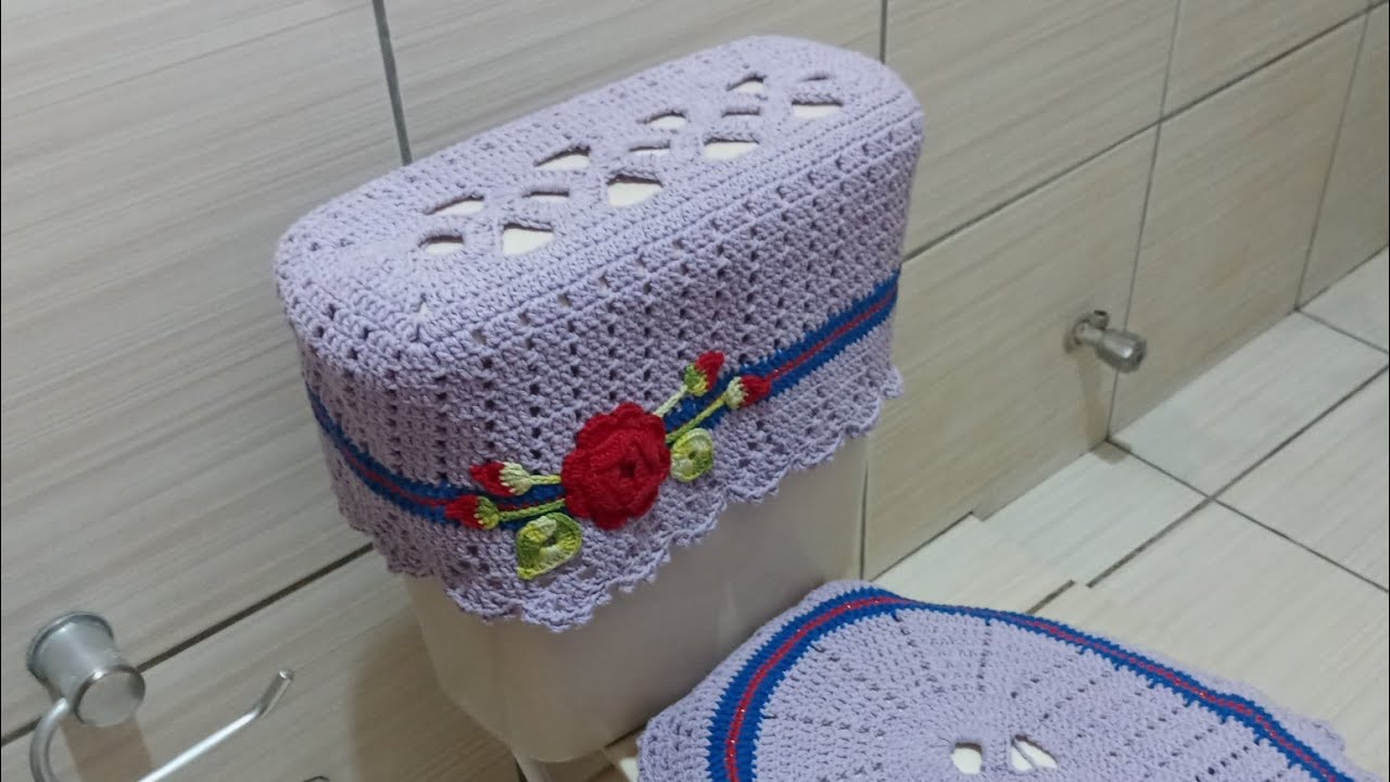 jogo de banheiro capa da caixa acoplada(pat2)          #tapetedecroche