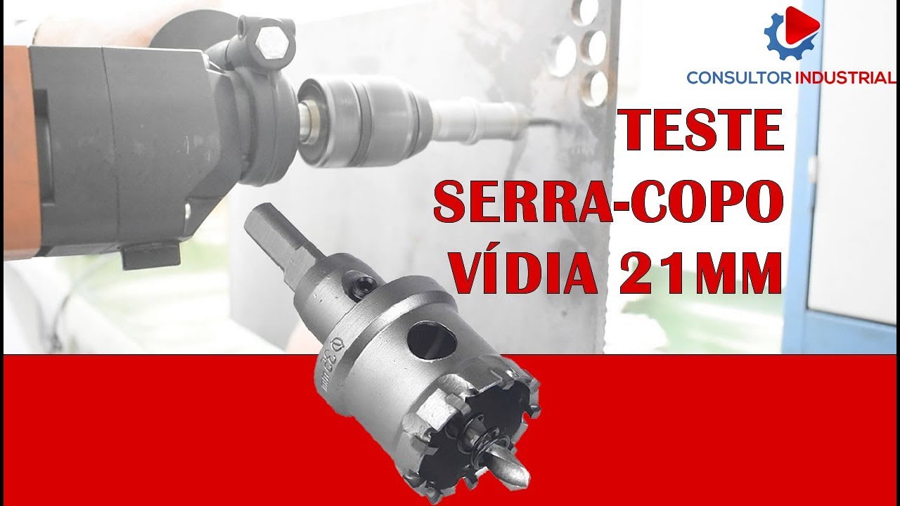 Serra Copo com Vídia Furando Aço 1045 Duro com Furadeira Manual Fein