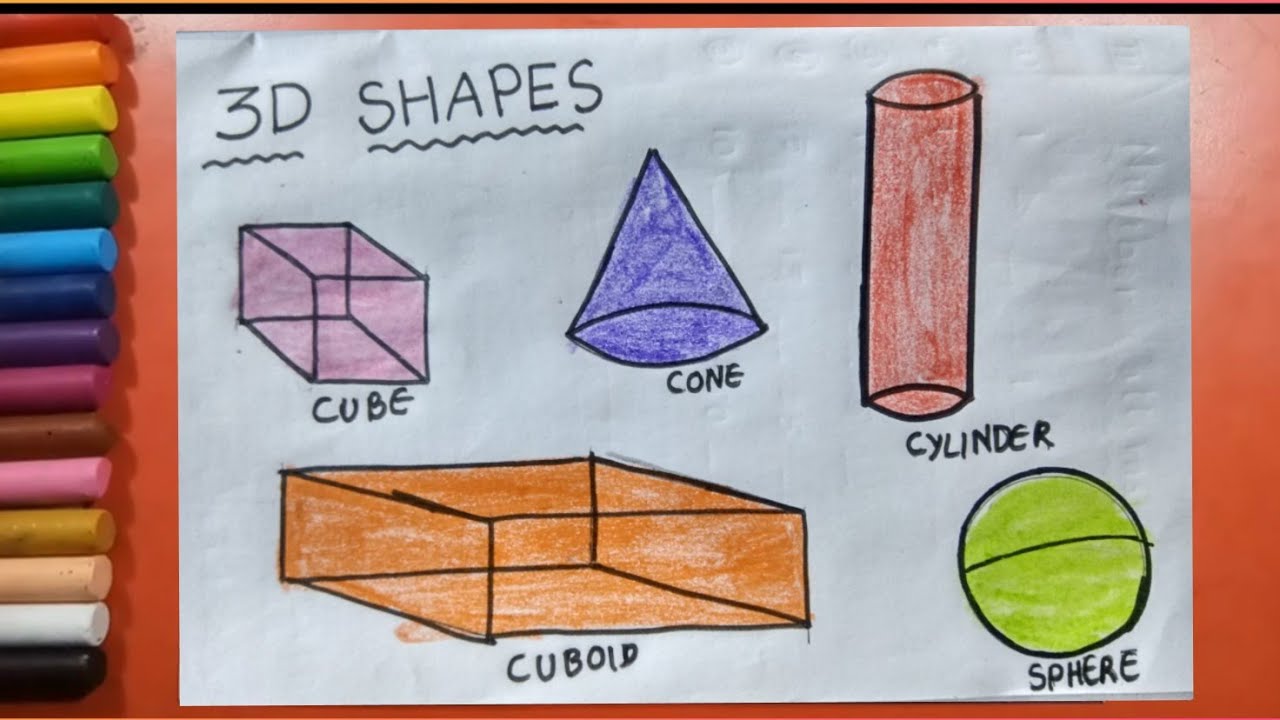 Shapes Drawing For Kids Step by Step | Solid Shapes Drawing | Solid Shapes Drawing For Kids