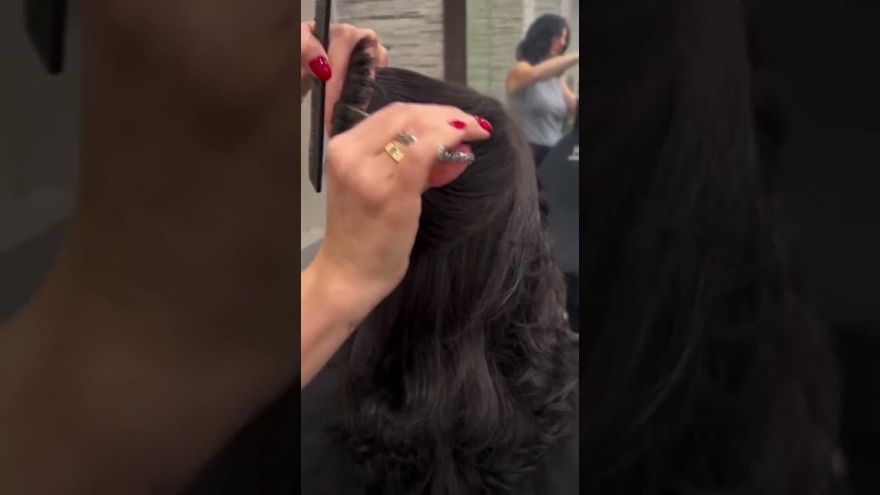 Long hair step cutting 