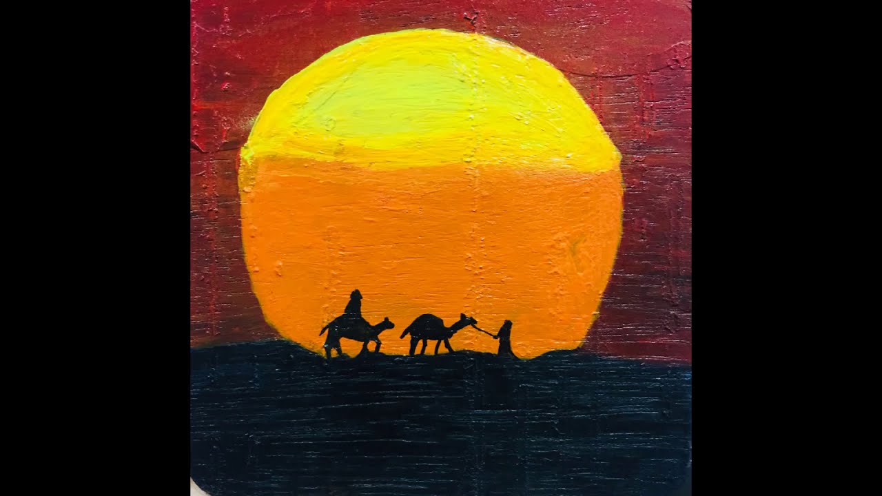Simple Desert, Camel and sunset painting :)