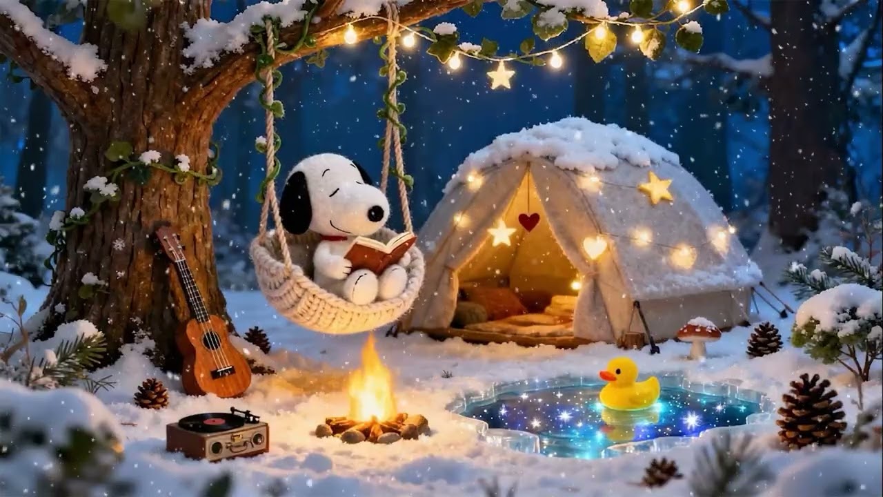 Snoopy’s Winter Night Jazz Lofi ❄️ Calm Lofi Jazz to Relax 📚 Calm Lofi Beats Study Mood