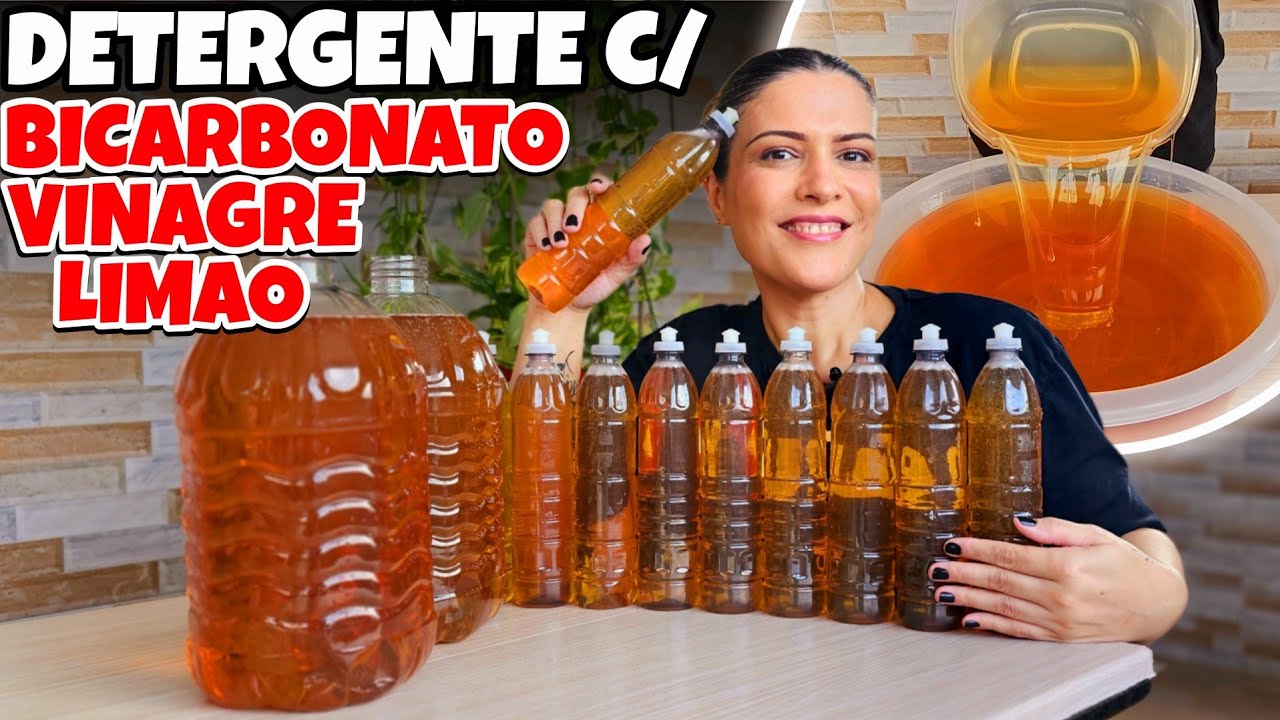 DETERGENTE CASEIRO DE BICARBONATO VINAGRE E LIMÃO EFICIENTE NO BRILHO 😱🔥