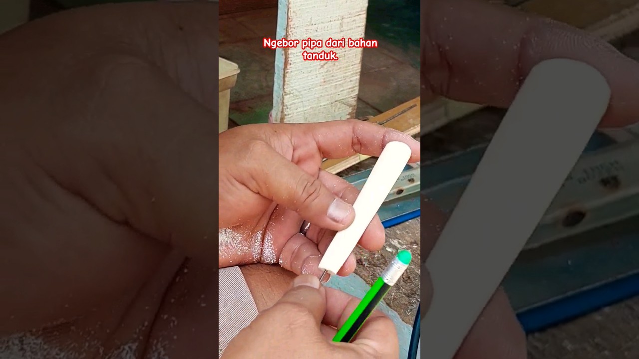Tutorial ngebor pipa dari bahan gading.#once #kreatif #pengrajin #gading