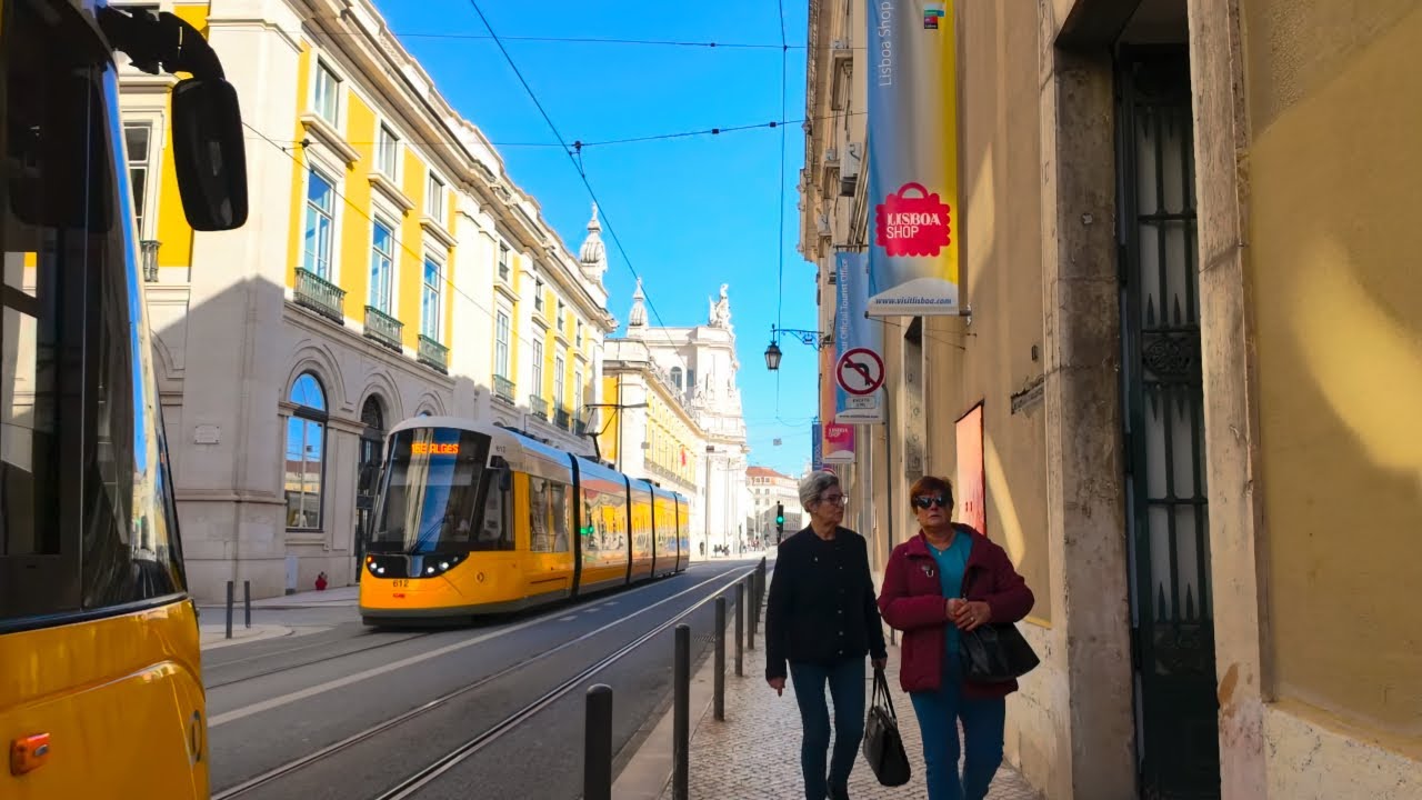Lisbon Sunny Winter Walk ☀️ São Bento to City Center | 4K HDR