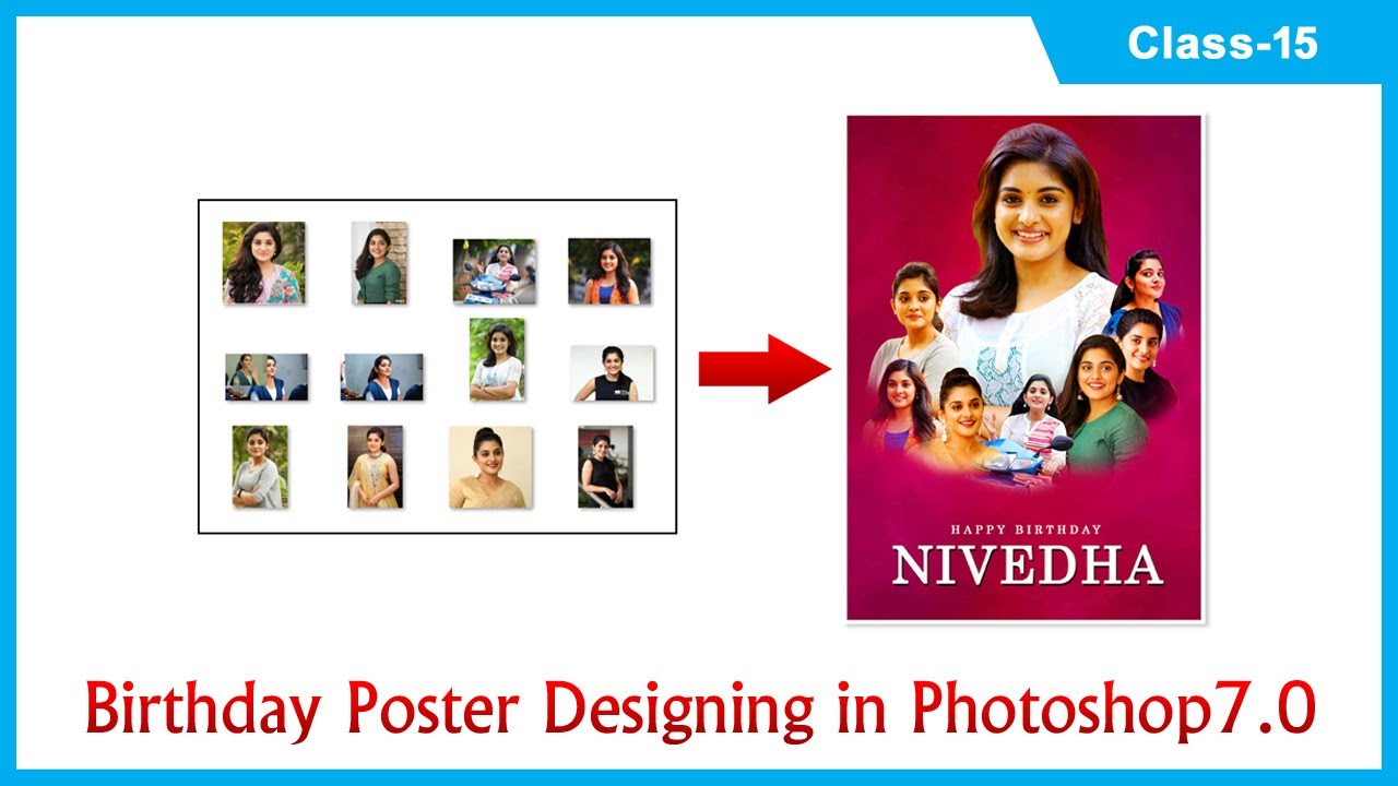 Birthday Poster Designing in Photoshop 7.0 (Class-15)