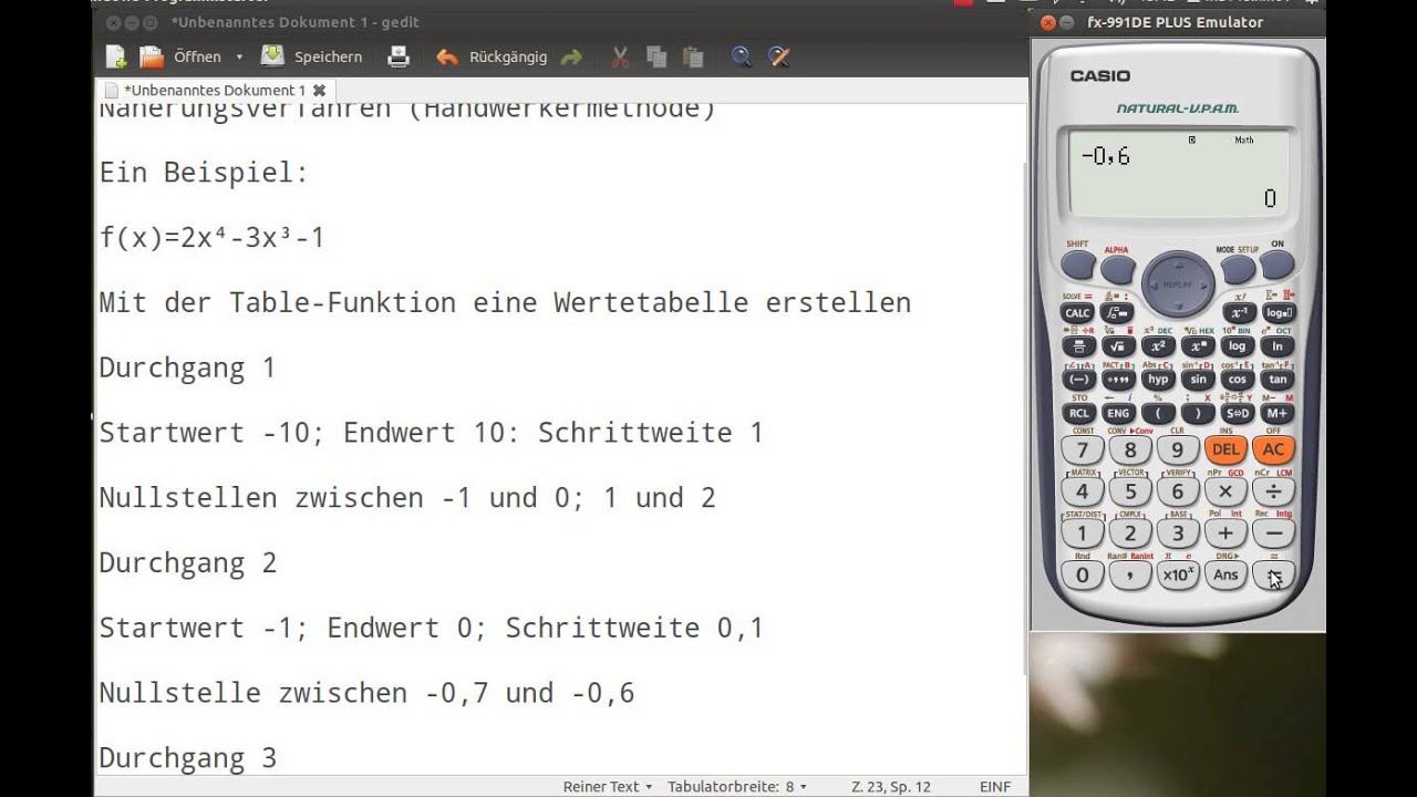 Nullstellen mit dem Taschenrechner durch Näherungsverfahren bestimmen (Handwerkermethode)
