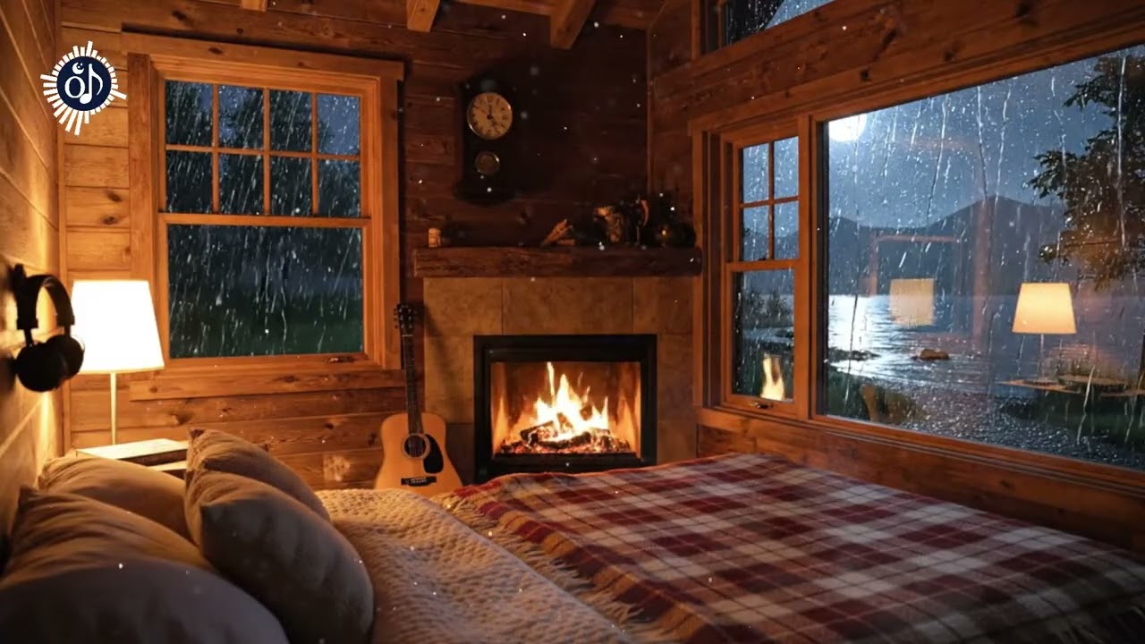 Deep Sleep Music | Cozy Cabin Rain Night for Peaceful Sleep
