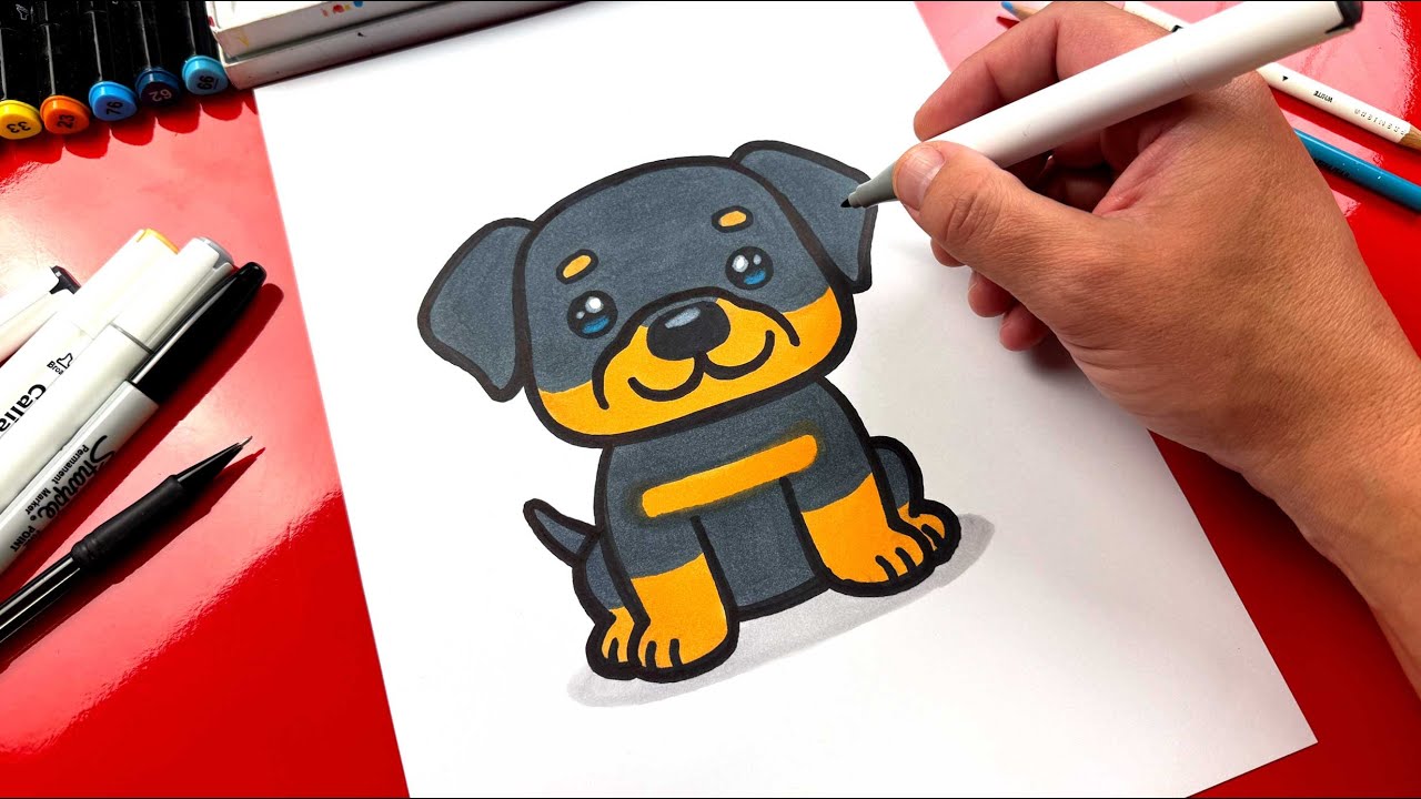 How To Draw A Rottweiler Puppy