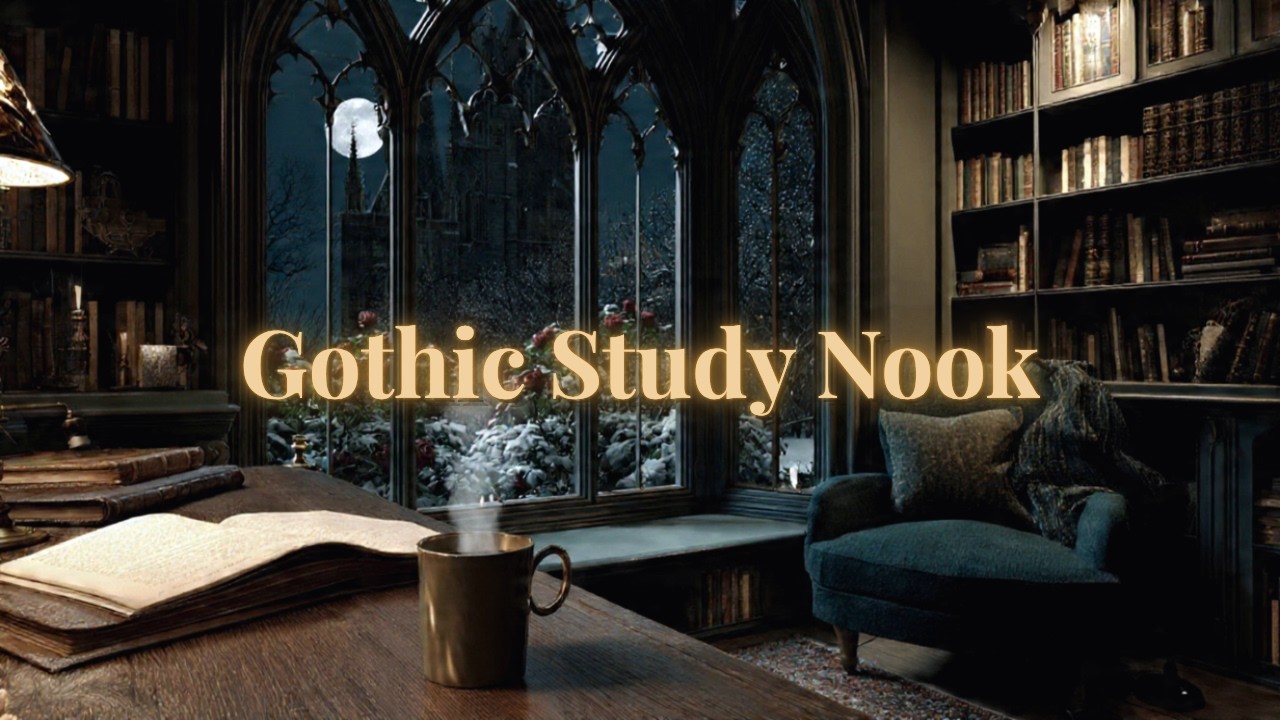 Cozy Gothic Background Music ❄ Snowing Haunted Manor Library Ambience for Reading & Deep Focus