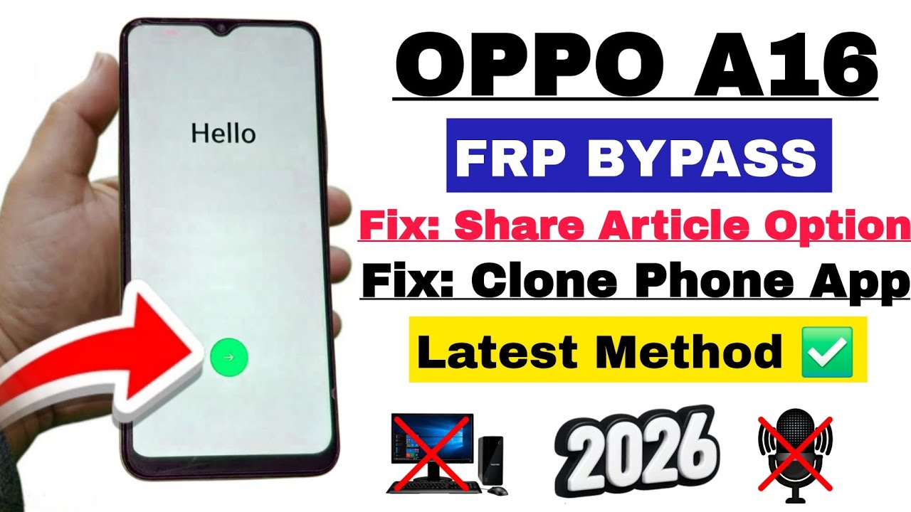 OPPO A16 FRP Bypass Without PC | OPPO CPH2269 Google Account Unlock Android 12 Latest Method 2026