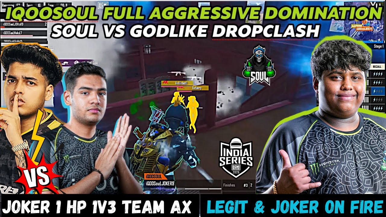 JOKER🚀CRAZY 1 HP 1V3 AX☠️SOUL🚀VS GODLIKE💛DROPCLASH🔥IQOOSOUL🚀FULL AGGRESSIVE DOMINATION🔥BGIS GRIND✅