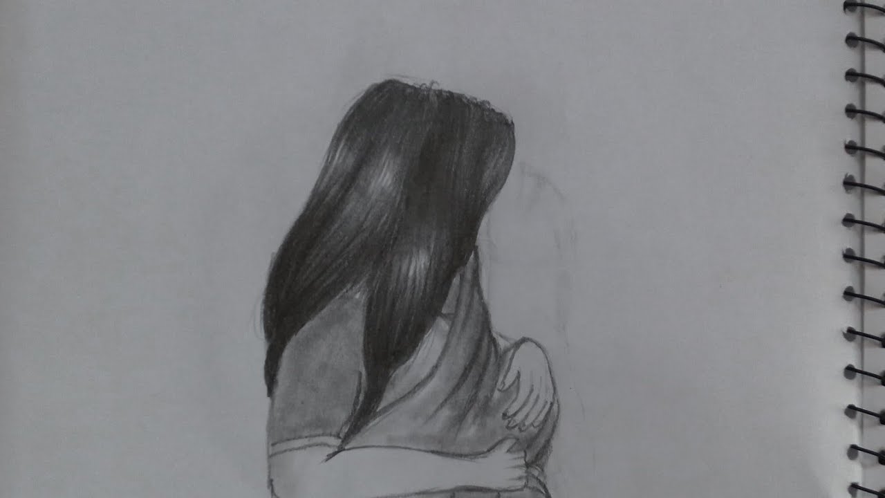 Emotional Pencil Sketch | Back View Girl Drawing | Hair Shading Practice