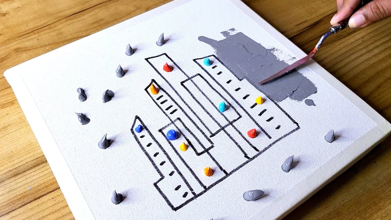 Easy Acrylic Painting Technique / Step By Step / Abstract Landscape Painting