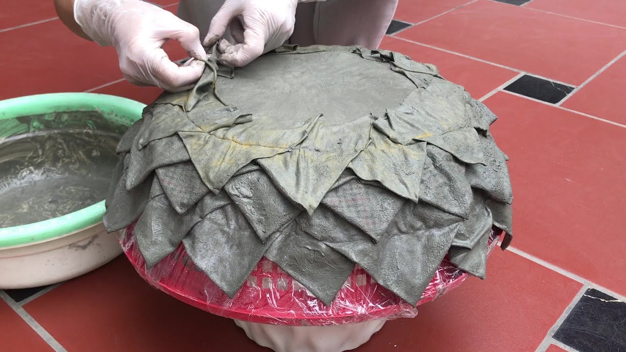 How to make amazing plant pots from scraps of fabric / DIY cement plant pots